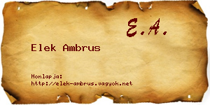 Elek Ambrus névjegykártya